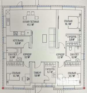 Дом 100м&sup2;, 1-этажный, участок 5 сот.  