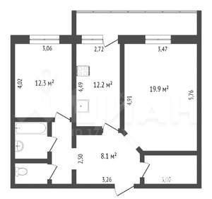 2-к квартира, на длительный срок, 65м2, 8/9 этаж
