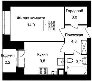 1-к квартира, на длительный срок, 38м2, 7/10 этаж