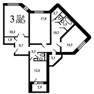 3-к квартира, на длительный срок, 101м2, 6/14 этаж