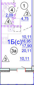 Студия квартира, на длительный срок, 21м2, 1/4 этаж