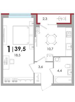1-к квартира, на длительный срок, 39м2, 14/16 этаж