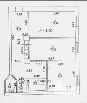 2-к квартира, на длительный срок, 61м2, 2/4 этаж