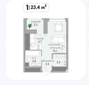 Студия квартира, вторичка, 23м2, 11/12 этаж