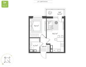 1-к квартира, строящийся дом, 40м2, 11/17 этаж