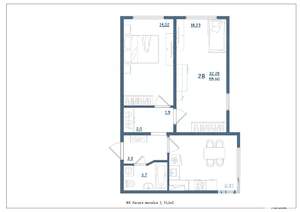 2-к квартира, сданный дом, 56м2, 15/15 этаж