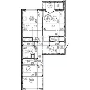 2-к квартира, вторичка, 62м2, 10/16 этаж
