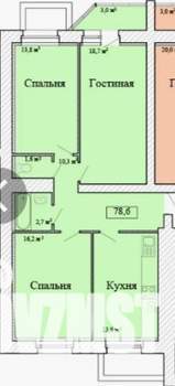 3-к квартира, вторичка, 75м2, 3/4 этаж