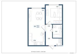 2-к квартира, сданный дом, 37м2, 10/15 этаж