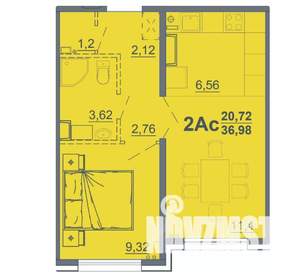 2-к квартира, строящийся дом, 37м2, 5/17 этаж