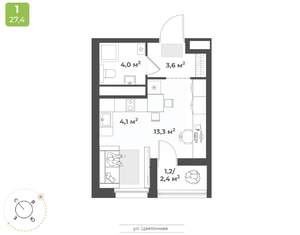 1-к квартира, вторичка, 26м2, 13/18 этаж