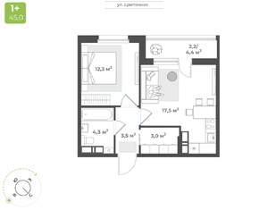 1-к квартира, вторичка, 43м2, 13/16 этаж