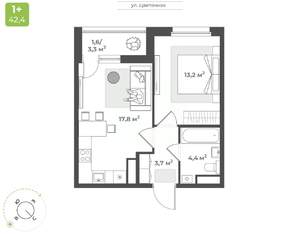 1-к квартира, вторичка, 41м2, 9/10 этаж