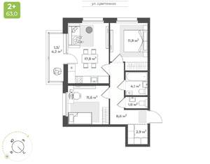2-к квартира, вторичка, 60м2, 2/10 этаж