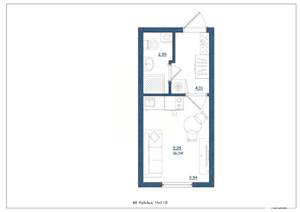 Студия квартира, сданный дом, 17м2, 2/4 этаж