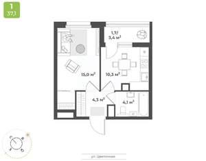 1-к квартира, строящийся дом, 35м2, 3/17 этаж