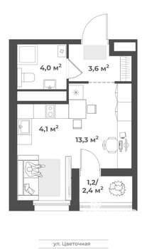 Студия квартира, строящийся дом, 26м2, 4/18 этаж