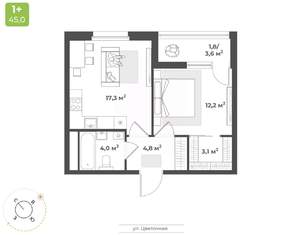 1-к квартира, вторичка, 43м2, 9/18 этаж