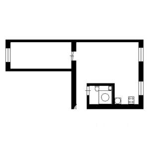 1-к квартира, вторичка, 45м2, 1/5 этаж