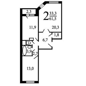 2-к квартира, вторичка, 63м2, 10/12 этаж