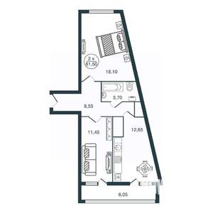 2-к квартира, вторичка, 62м2, 14/15 этаж