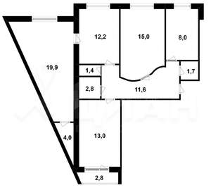 4-к квартира, вторичка, 95м2, 9/9 этаж