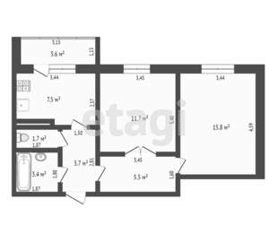 2-к квартира, вторичка, 56м2, 4/9 этаж