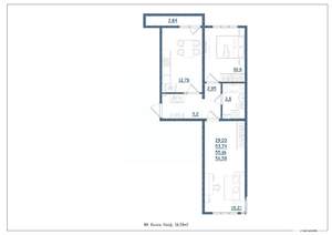2-к квартира, сданный дом, 57м2, 9/18 этаж