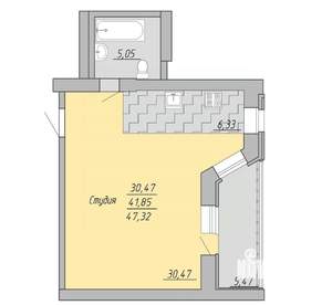 Студия квартира, строящийся дом, 47м2, 5/9 этаж