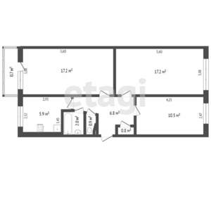 3-к квартира, вторичка, 61м2, 5/5 этаж