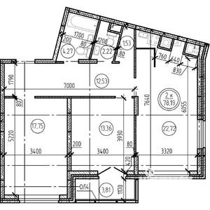 2-к квартира, вторичка, 78м2, 2/16 этаж