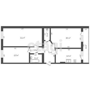 3-к квартира, вторичка, 88м2, 2/4 этаж