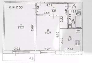 2-к квартира, вторичка, 45м2, 1/5 этаж