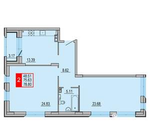 2-к квартира, вторичка, 79м2, 7/8 этаж