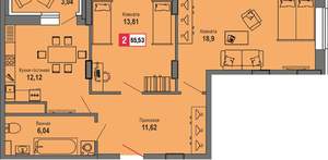 2-к квартира, вторичка, 66м2, 12/24 этаж