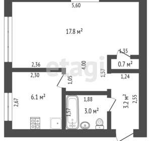 1-к квартира, вторичка, 31м2, 2/5 этаж