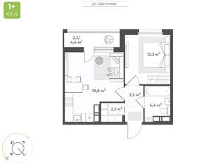 1-к квартира, вторичка, 43м2, 14/17 этаж