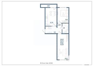 2-к квартира, строящийся дом, 57м2, 16/18 этаж