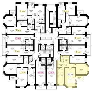 2-к квартира, вторичка, 71м2, 3/17 этаж