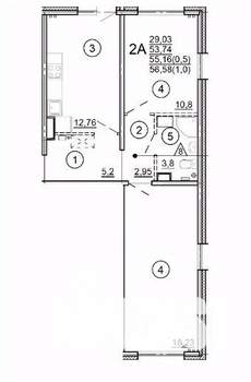 2-к квартира, вторичка, 57м2, 9/18 этаж