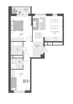 2-к квартира, вторичка, 63м2, 8/10 этаж