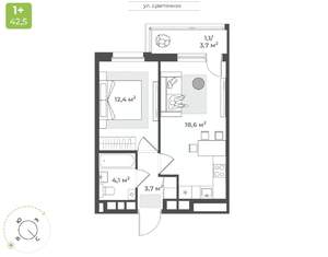 1-к квартира, строящийся дом, 40м2, 7/17 этаж
