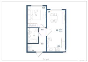 2-к квартира, сданный дом, 37м2, 2/15 этаж