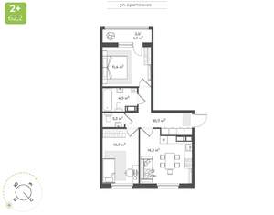 2-к квартира, вторичка, 60м2, 5/16 этаж