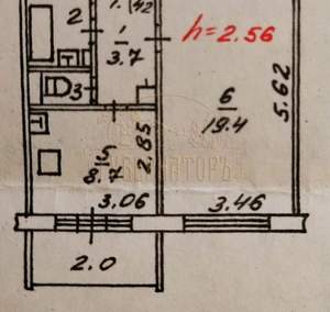 1-к квартира, вторичка, 38м2, 5/9 этаж