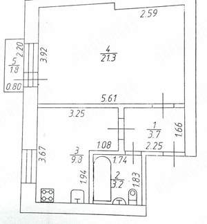 1-к квартира, вторичка, 38м2, 4/4 этаж