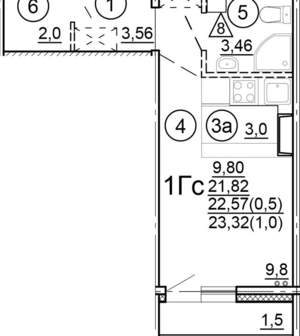 Студия квартира, вторичка, 23м2, 15/17 этаж