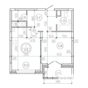 1-к квартира, вторичка, 45м2, 15/15 этаж