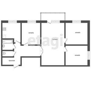 4-к квартира, вторичка, 64м2, 1/5 этаж