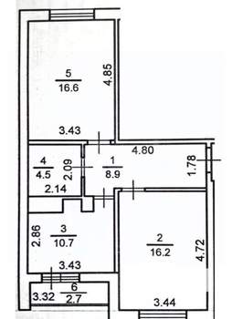 2-к квартира, вторичка, 57м2, 11/14 этаж
